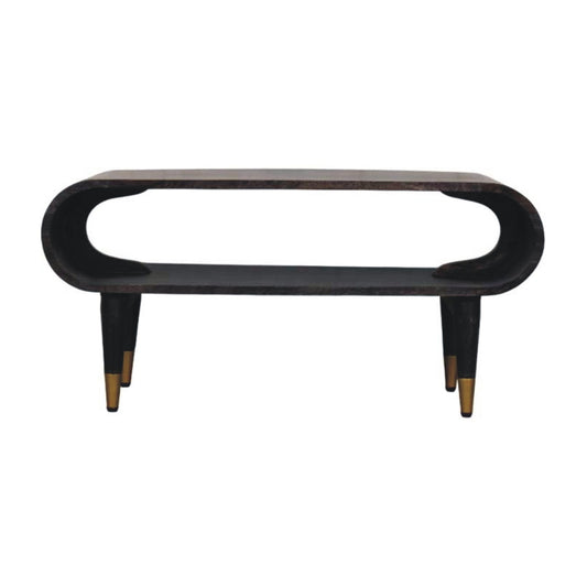 Mocha Curved Console with Brass Feet 90cm