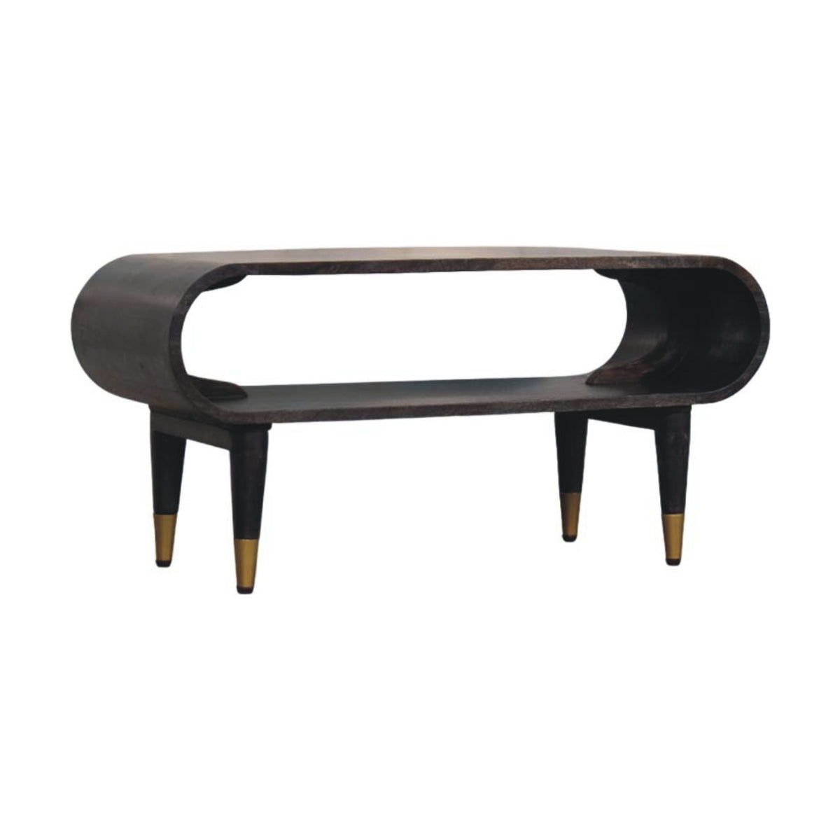 Mocha Curved Console with Brass Feet 90cm
