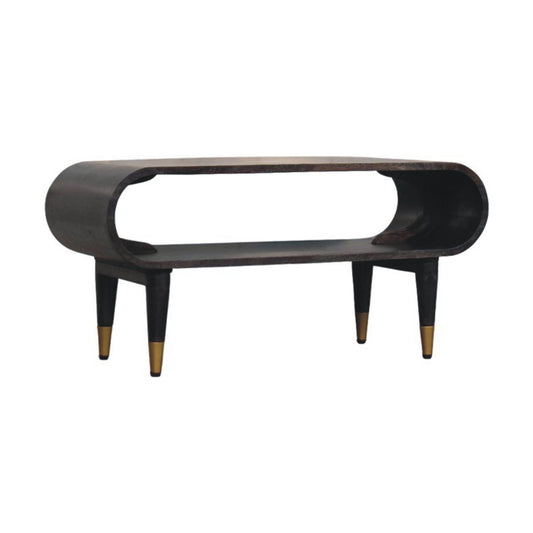 Mocha Curved Console with Brass Feet 90cm