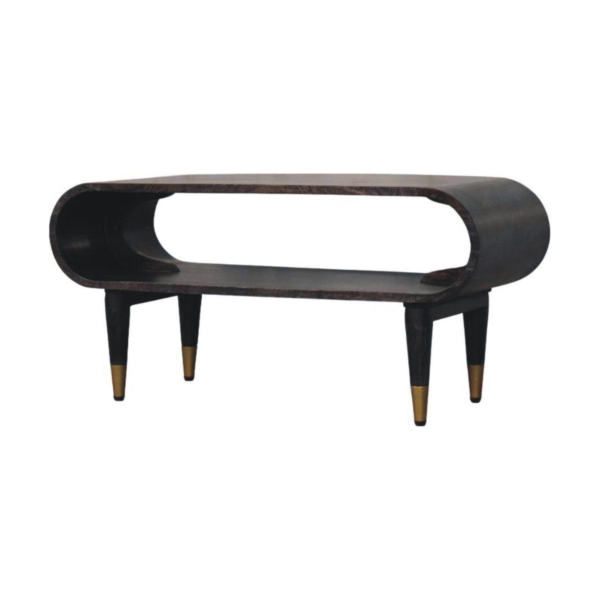 Mocha Curved Console with Brass Feet 90cm