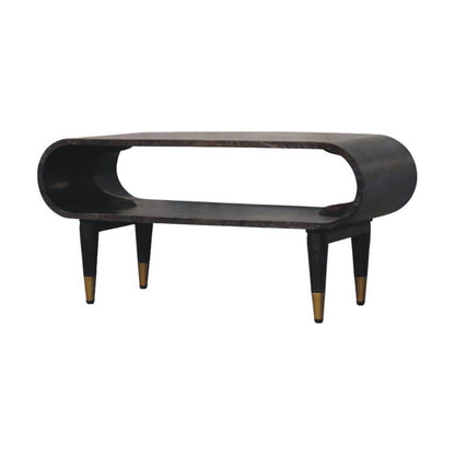 Mocha Curved Console with Brass Feet 90cm