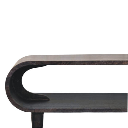 Mocha Curved Console with Brass Feet 90cm