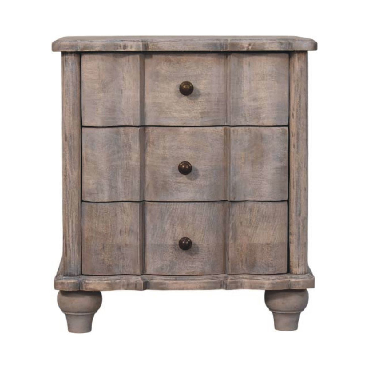 Lume Washed 3 Drawer Bedside 63cm