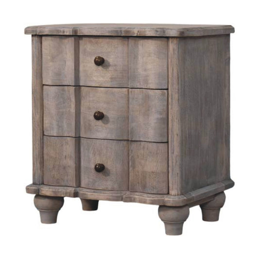 Lume Washed 3 Drawer Bedside 63cm
