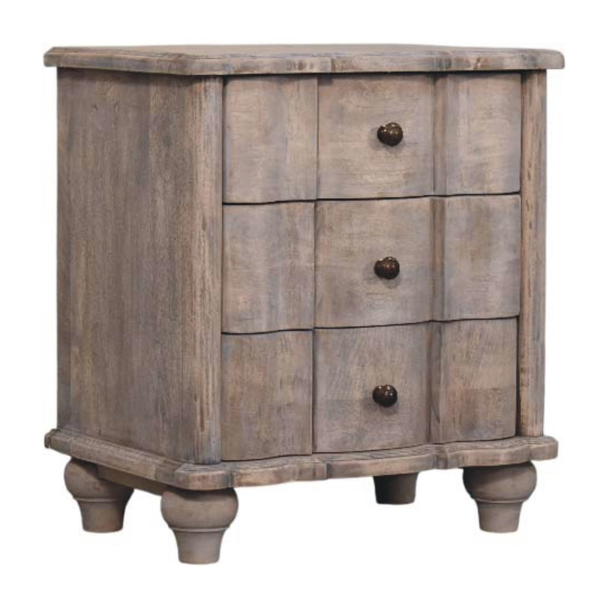 Lume Washed 3 Drawer Bedside 63cm