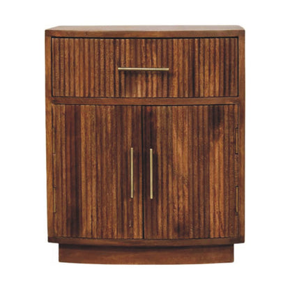 Curved Ribbed Amber Oak Bedside 60cm