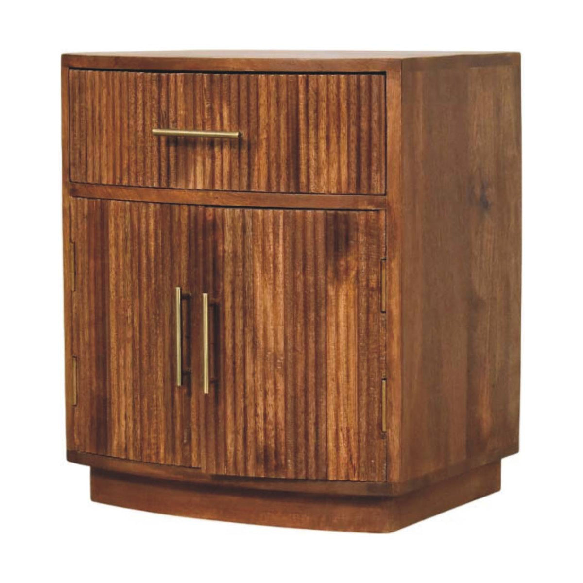 Curved Ribbed Amber Oak Bedside 60cm