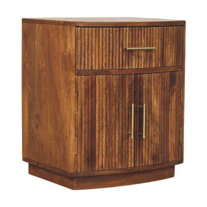 Curved Ribbed Amber Oak Bedside 60cm