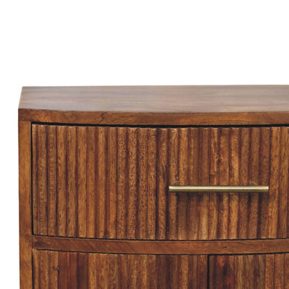 Curved Ribbed Amber Oak Bedside 60cm