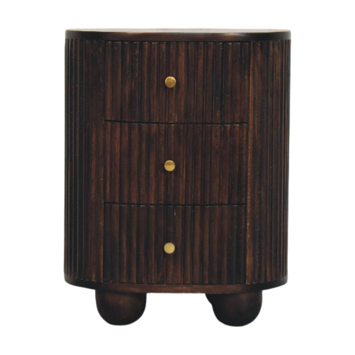 Fluted Mocha 3 Drawer Drum Chest 58cm