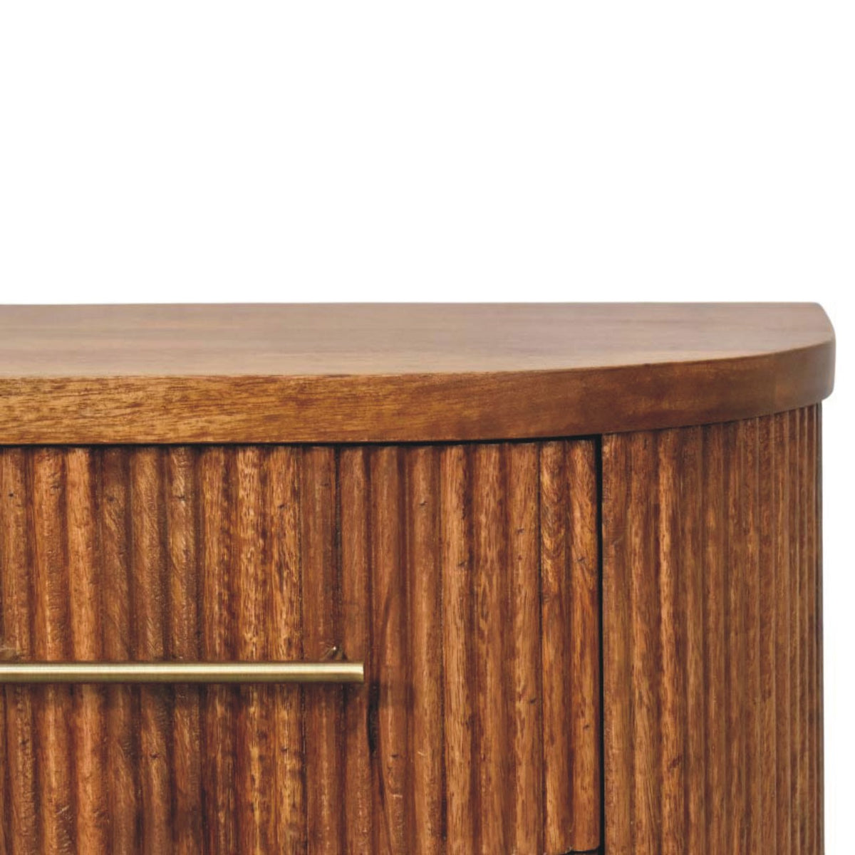 Ribbed Amber Oak Bedside with Brass Feet 56cm
