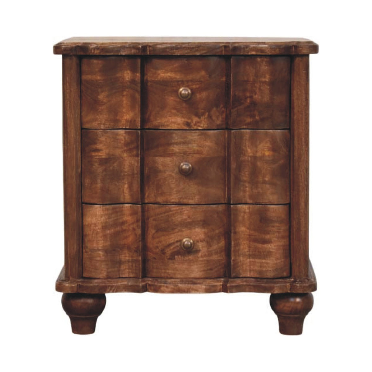 Lume Roasted Almond 3 Drawer Bedside 63cm