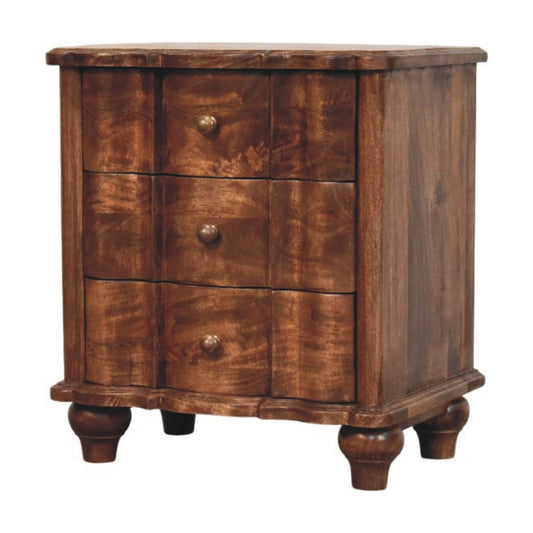 Lume Roasted Almond 3 Drawer Bedside 63cm