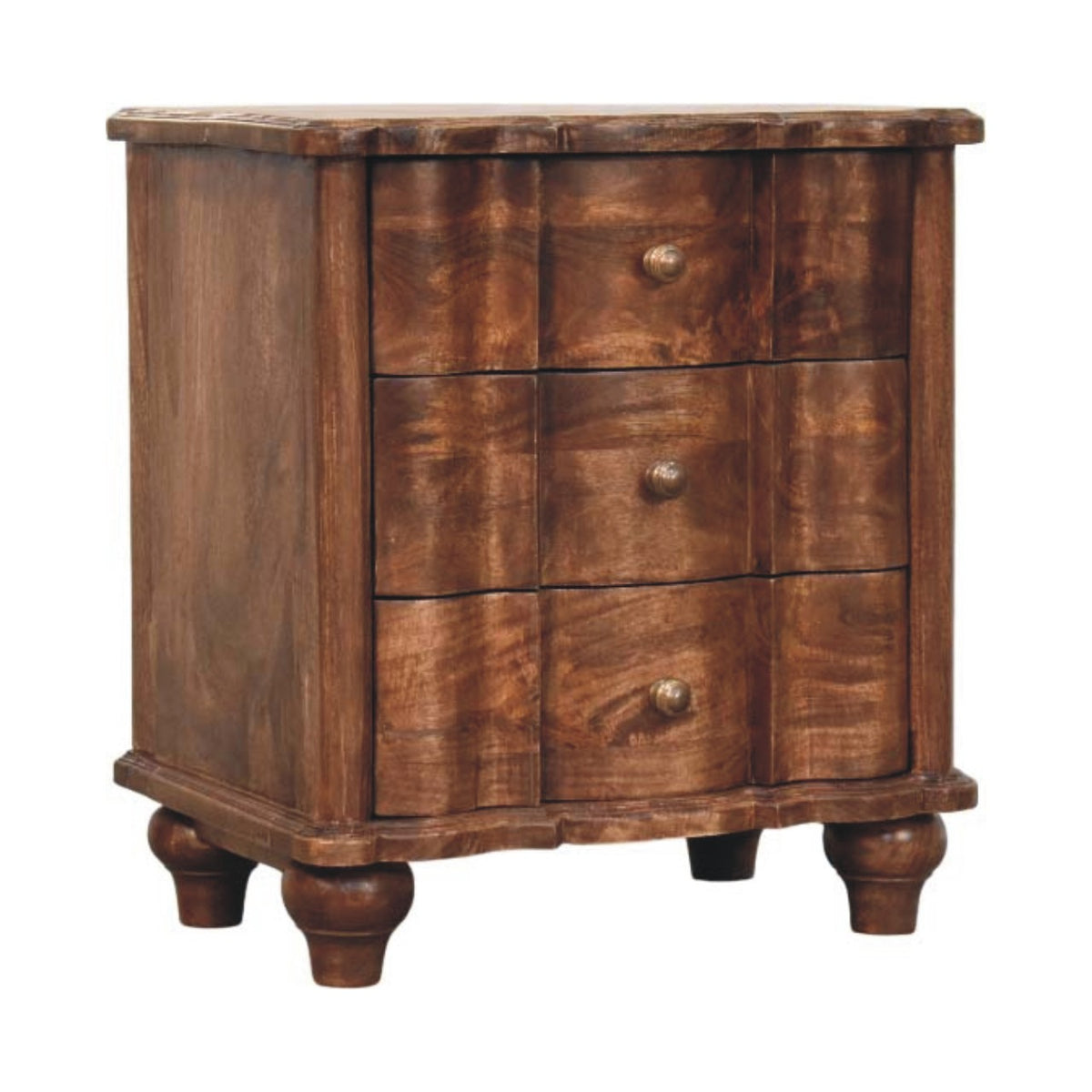 Lume Roasted Almond 3 Drawer Bedside 63cm