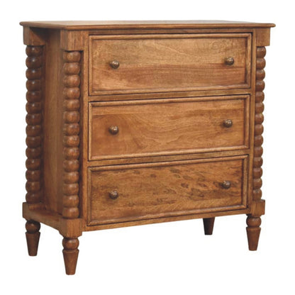 Spindle Amber Oak Chest of Drawers 80cm
