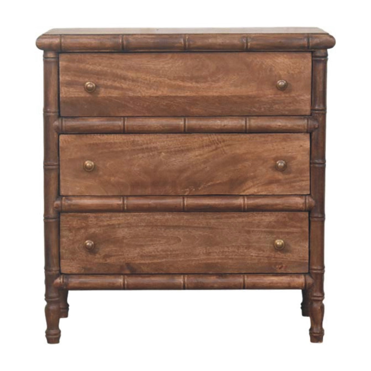 Bamboo Carved 3 Drawer Chest 80cm