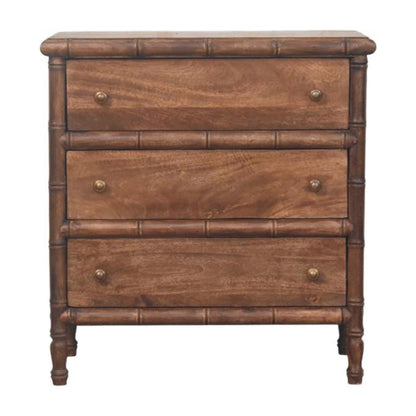 Bamboo Carved 3 Drawer Chest 80cm