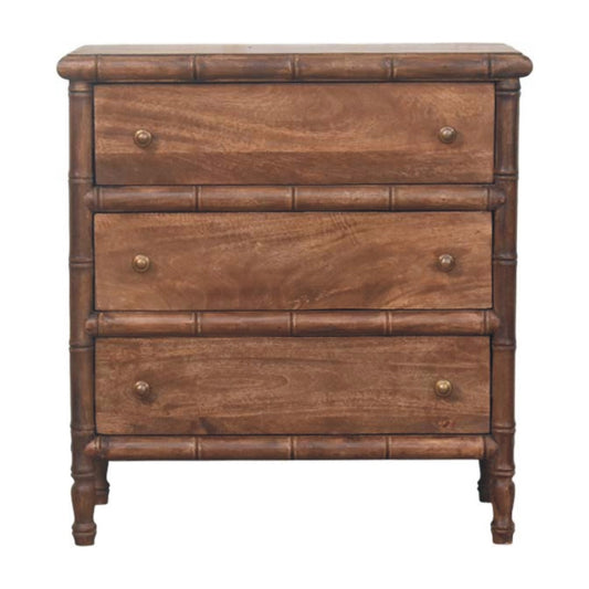 Bamboo Carved 3 Drawer Chest 80cm
