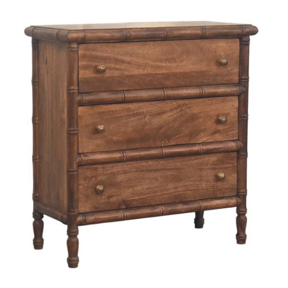 Bamboo Carved 3 Drawer Chest 80cm