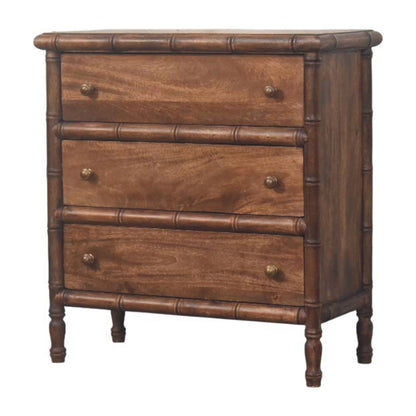 Bamboo Carved 3 Drawer Chest 80cm