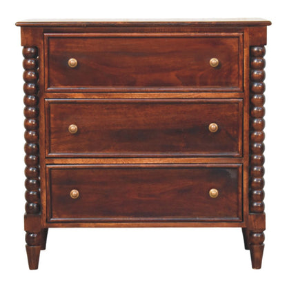 Spindle Winewood 3 Drawer Chest 80cm