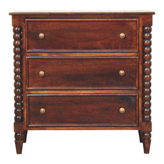 Spindle Winewood 3 Drawer Chest 80cm