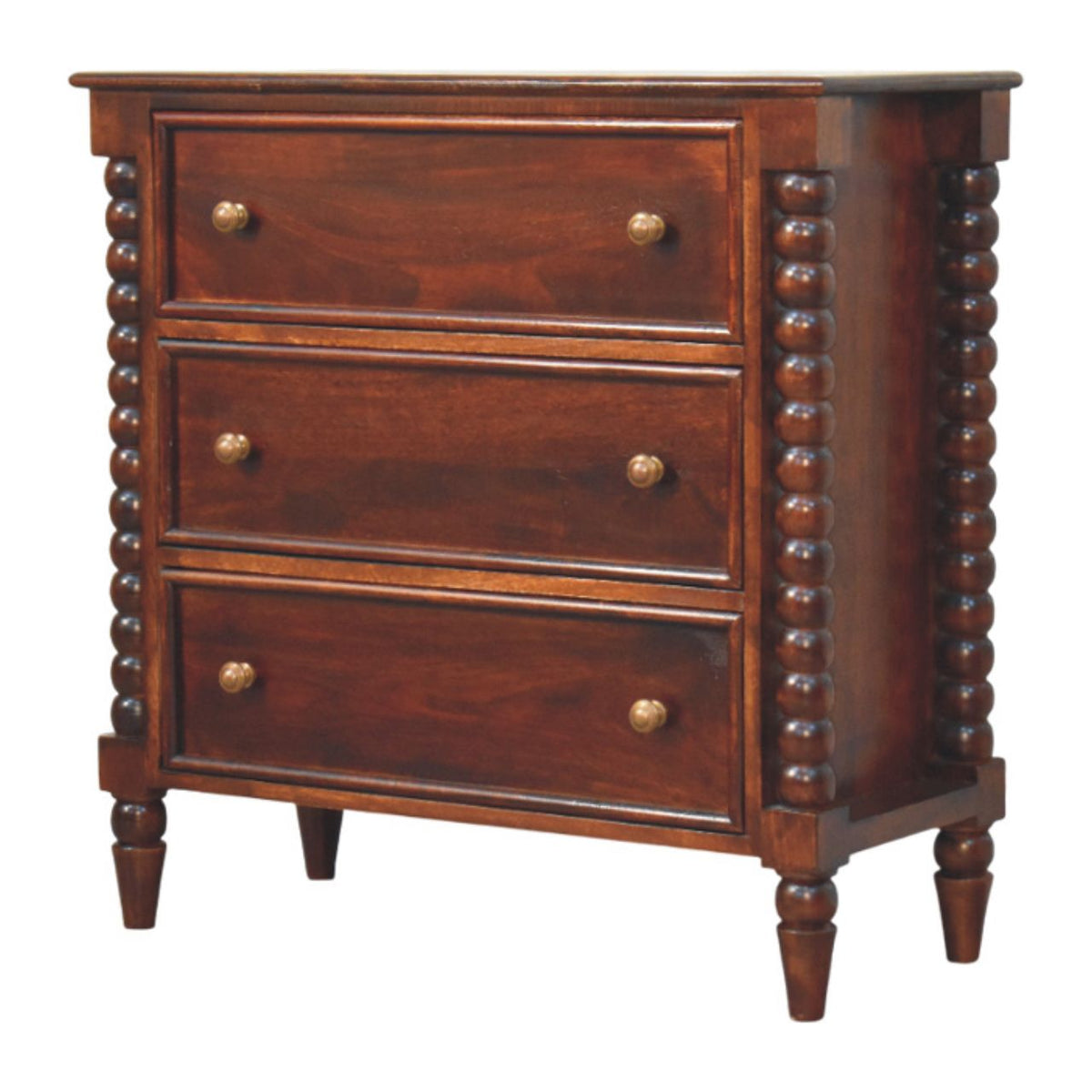 Spindle Winewood 3 Drawer Chest 80cm