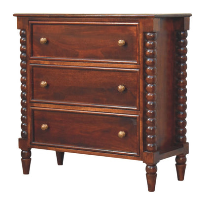 Spindle Winewood 3 Drawer Chest 80cm