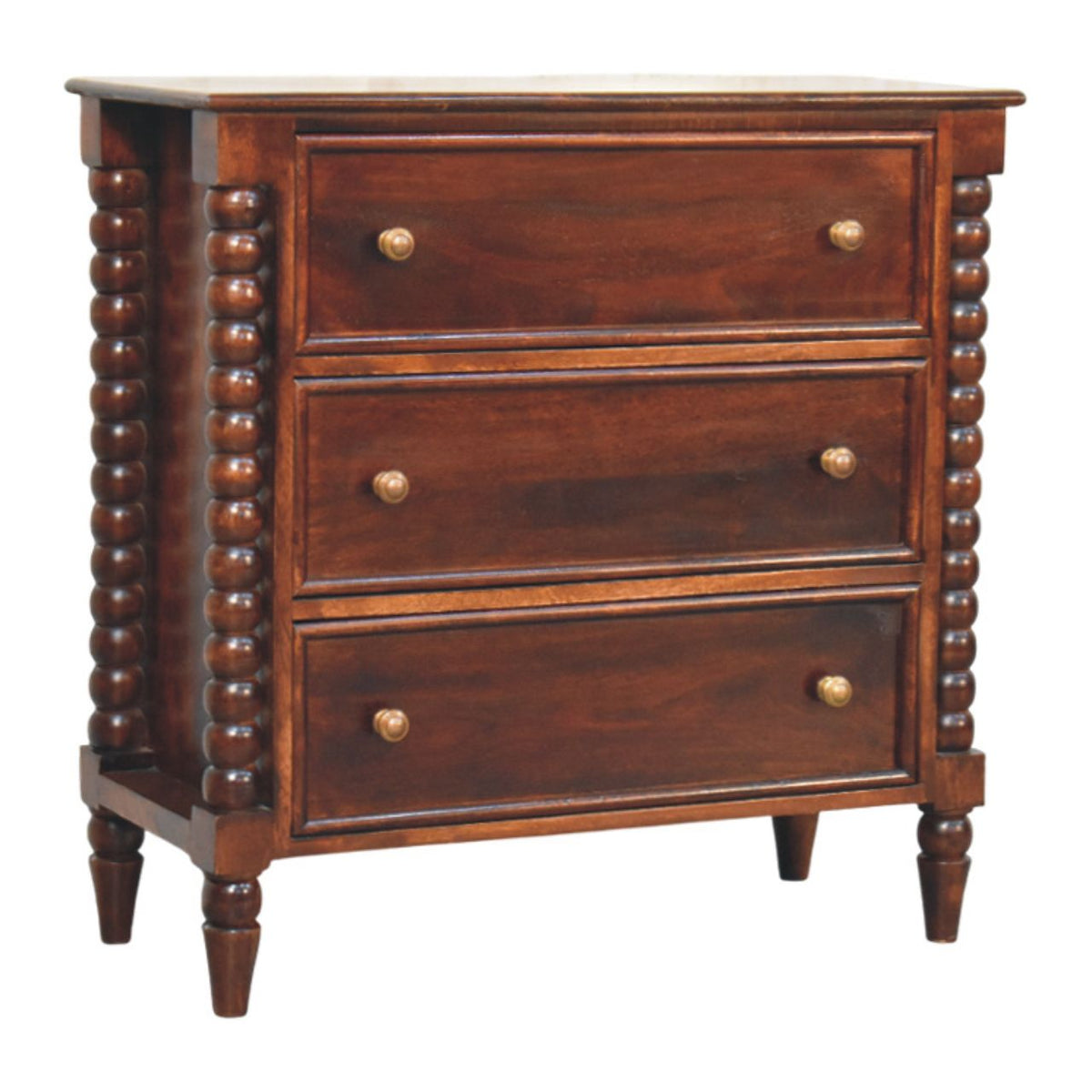 Spindle Winewood 3 Drawer Chest 80cm