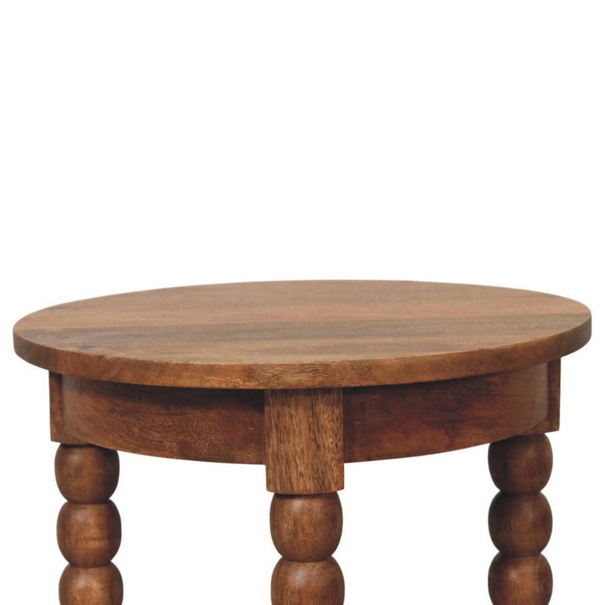 Spindle Golden Teak Round Side Table 55cm