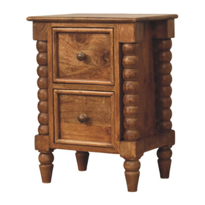 Spindle Amber Oak Bedside 55cm