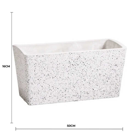 Imitation Stone Concrete White Stone Rectangle Planter 50cm - Image 2