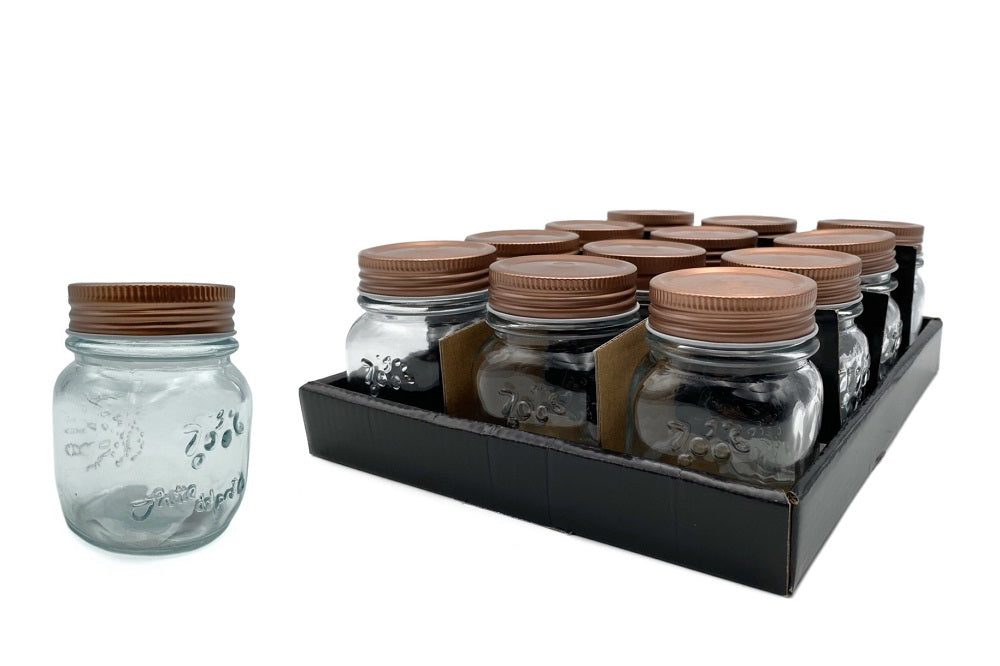 bulk 48 Glass Jar w/ Metal Lid 150ml Canister 8cm