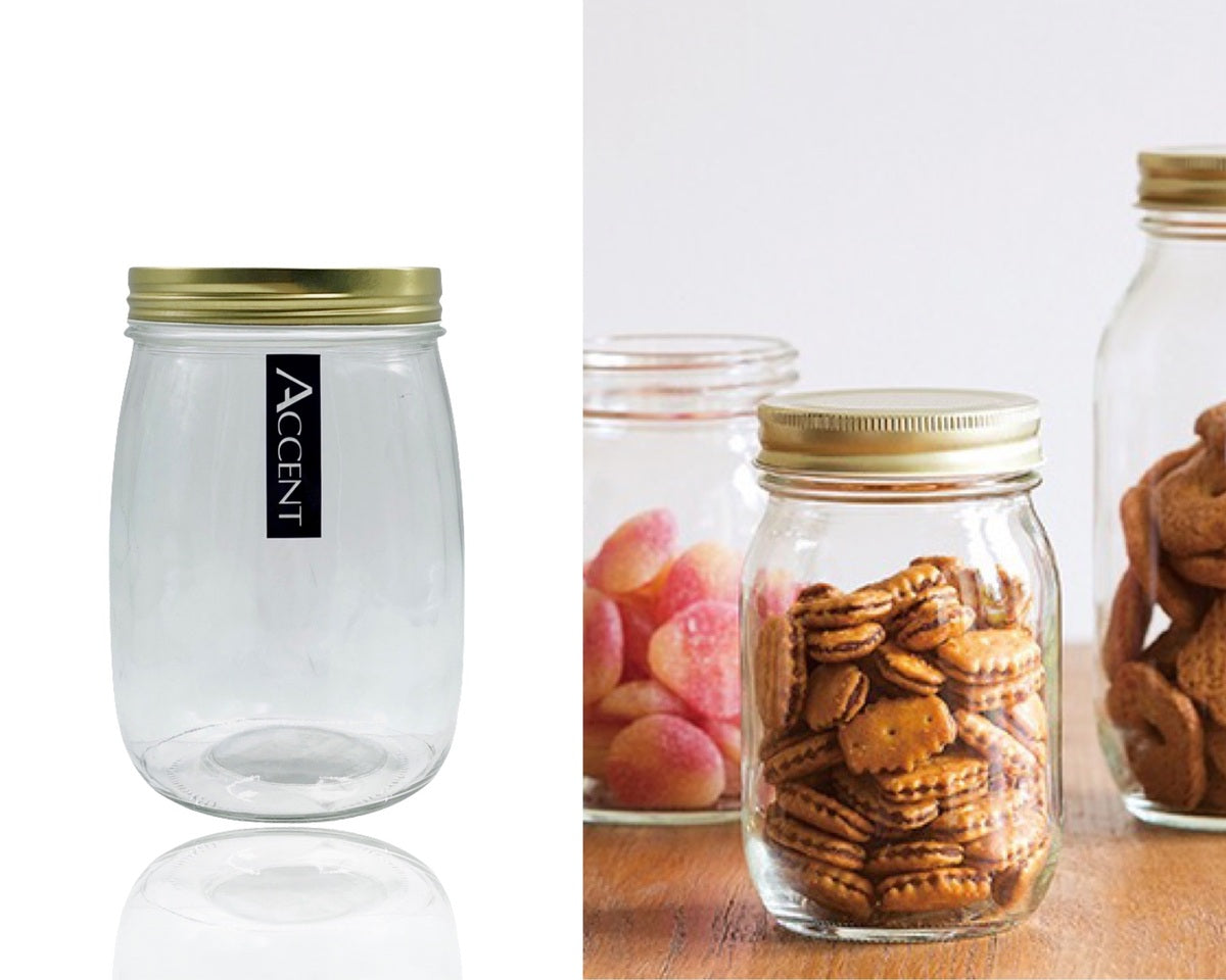 bulk 24 Glass Jar w/ Screw Lid 1000ml Canister 16cm