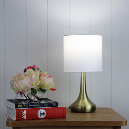 On / Off Touch Lamp in Antique Brass Finish - Lola Antique Brass