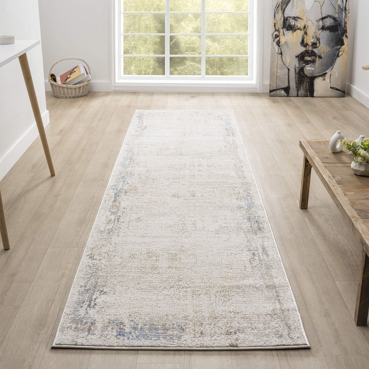 Luxley 580 Ivory Modern Hallway Runner