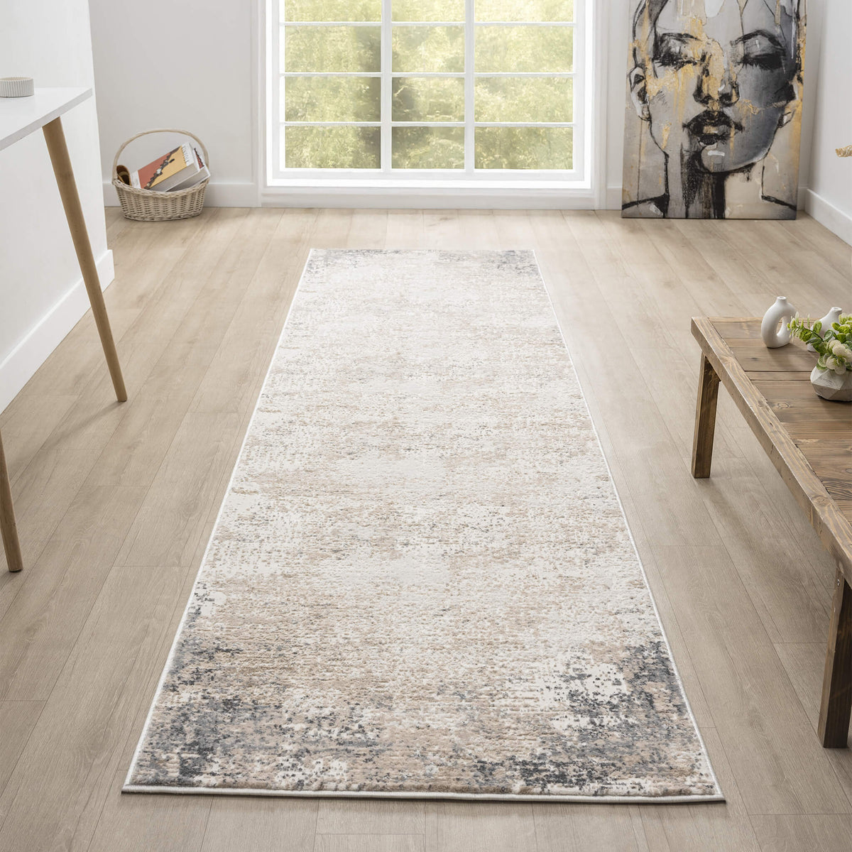Luxley 594 Stone Modern Hallway Runner