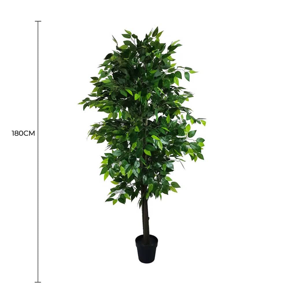 Mixed Green Bushy Artificial Ficus Tree 180cm - Image 2