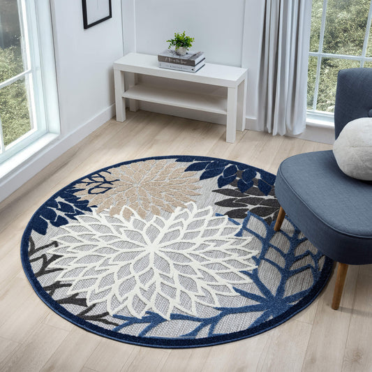 Monaco 1210 Blue Round Rug