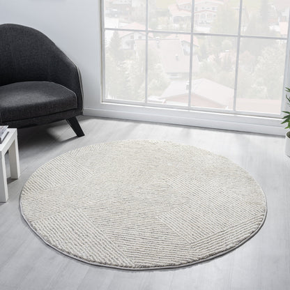 Nature 495 Sand Modern Round Rug