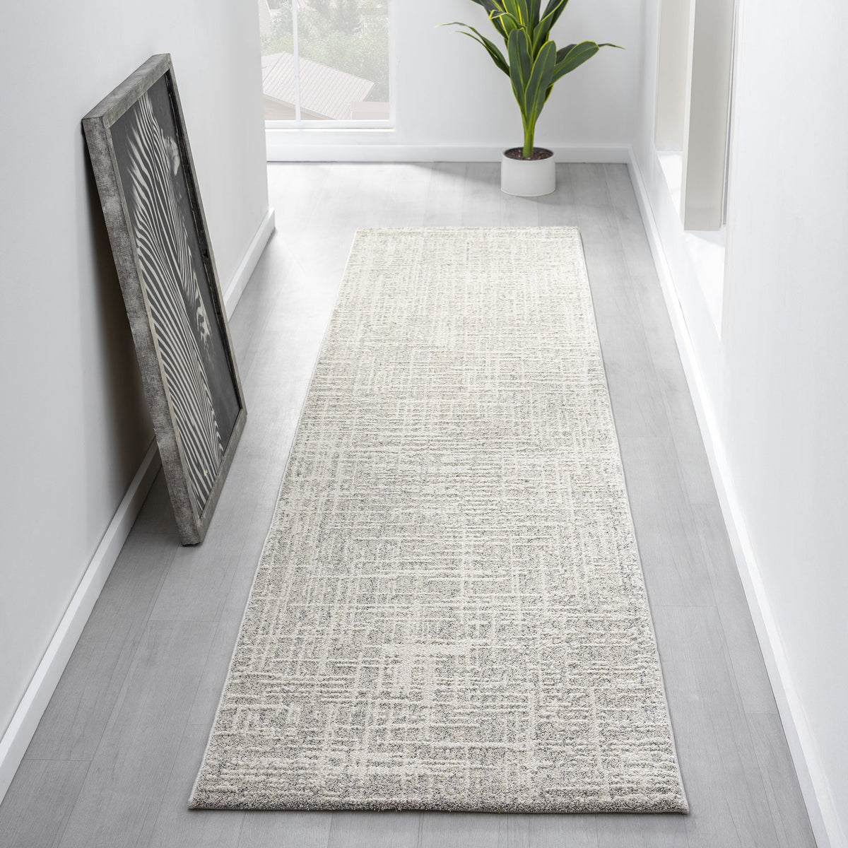 Nature 497 Linen Modern Hallway Runner