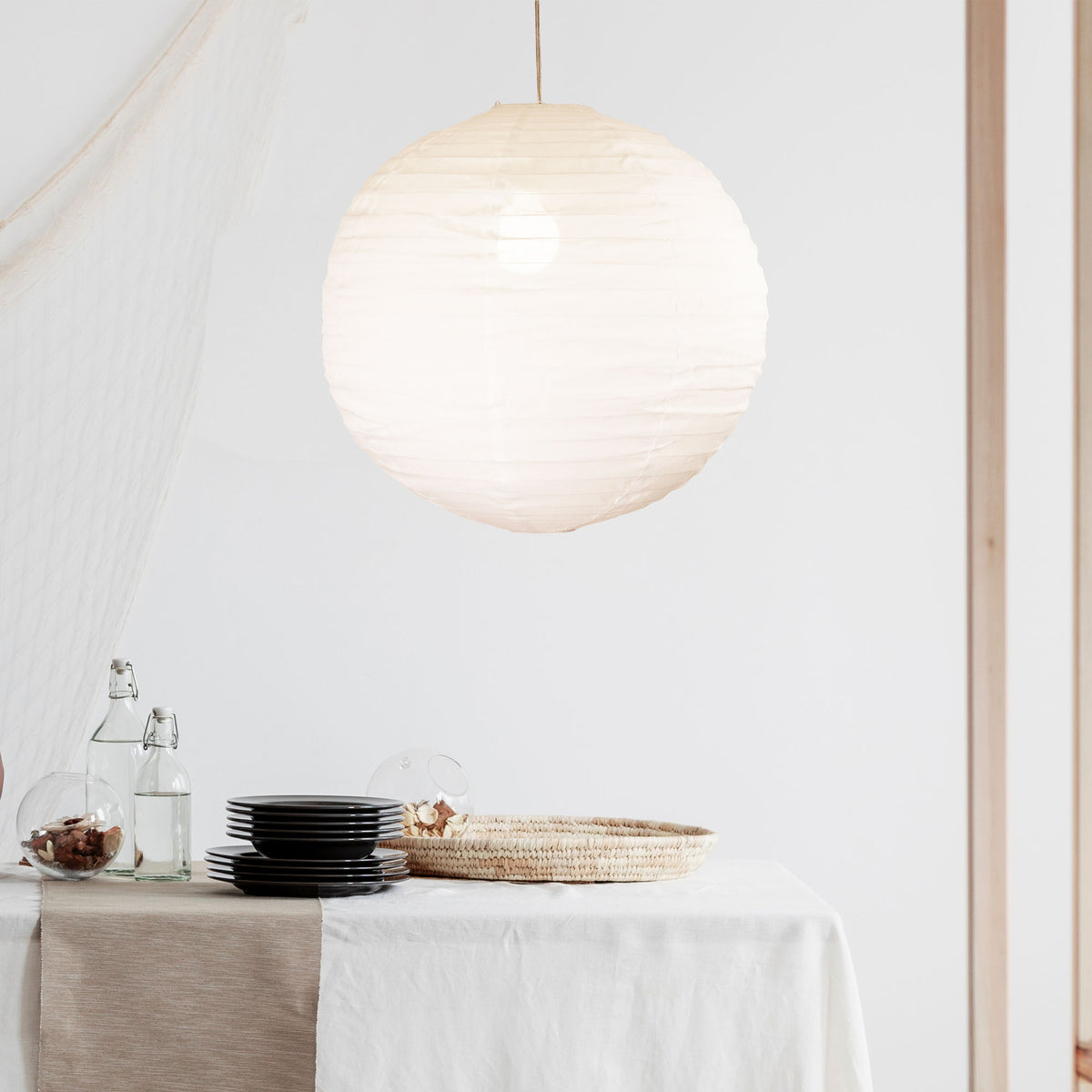White Linen Shade Only - Kanto.60 Round White