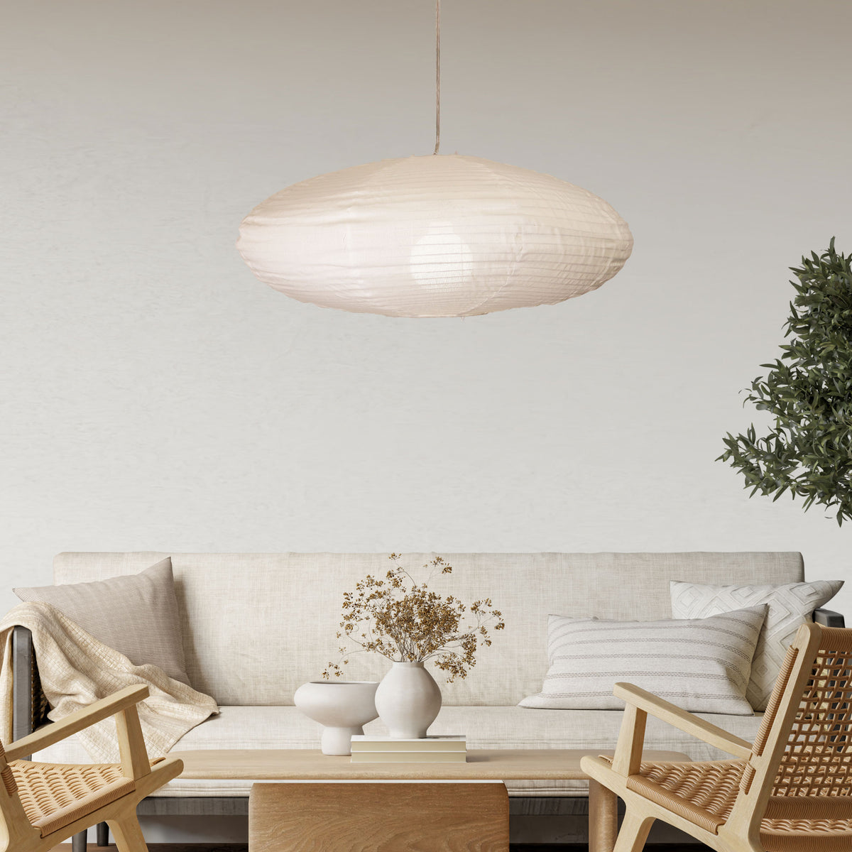 White Linen Shade Only - Kanto.60 Oval White