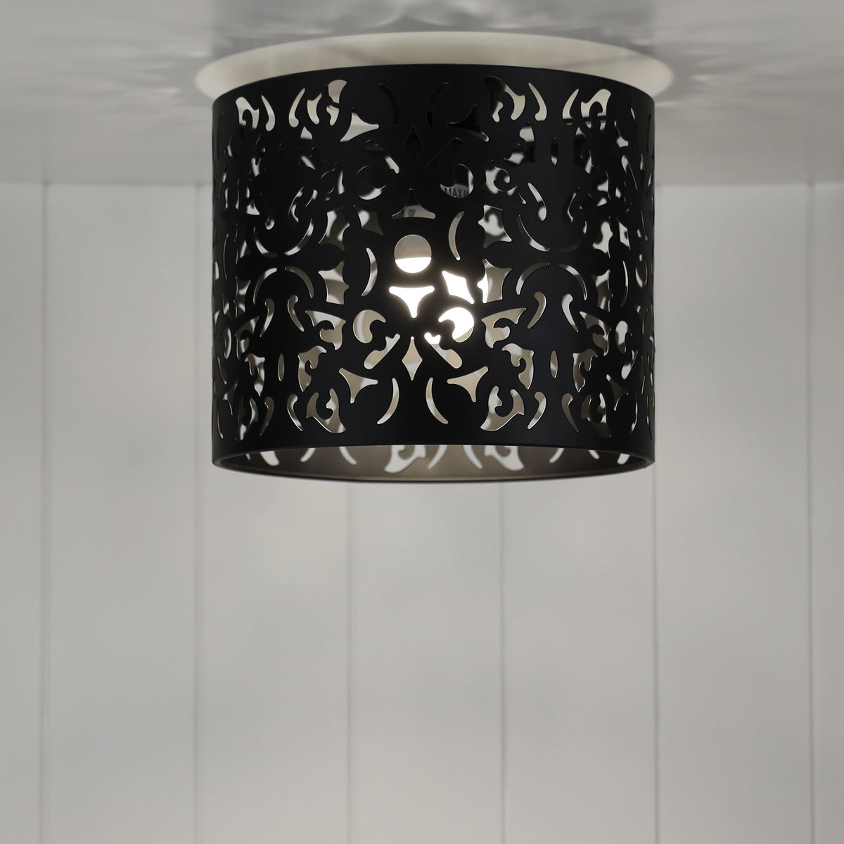 25cm Laser Cut Metal DIY Ceiling Light Black - Vicky Black