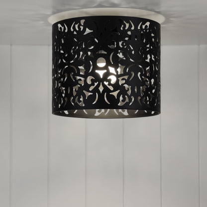 25cm Laser Cut Metal DIY Ceiling Light Black - Vicky Black