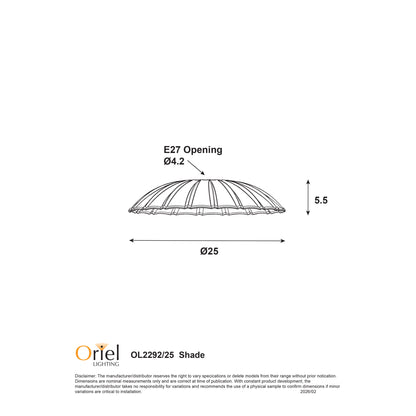 25cm Pleated Metal Shade - Brolli.25 Black