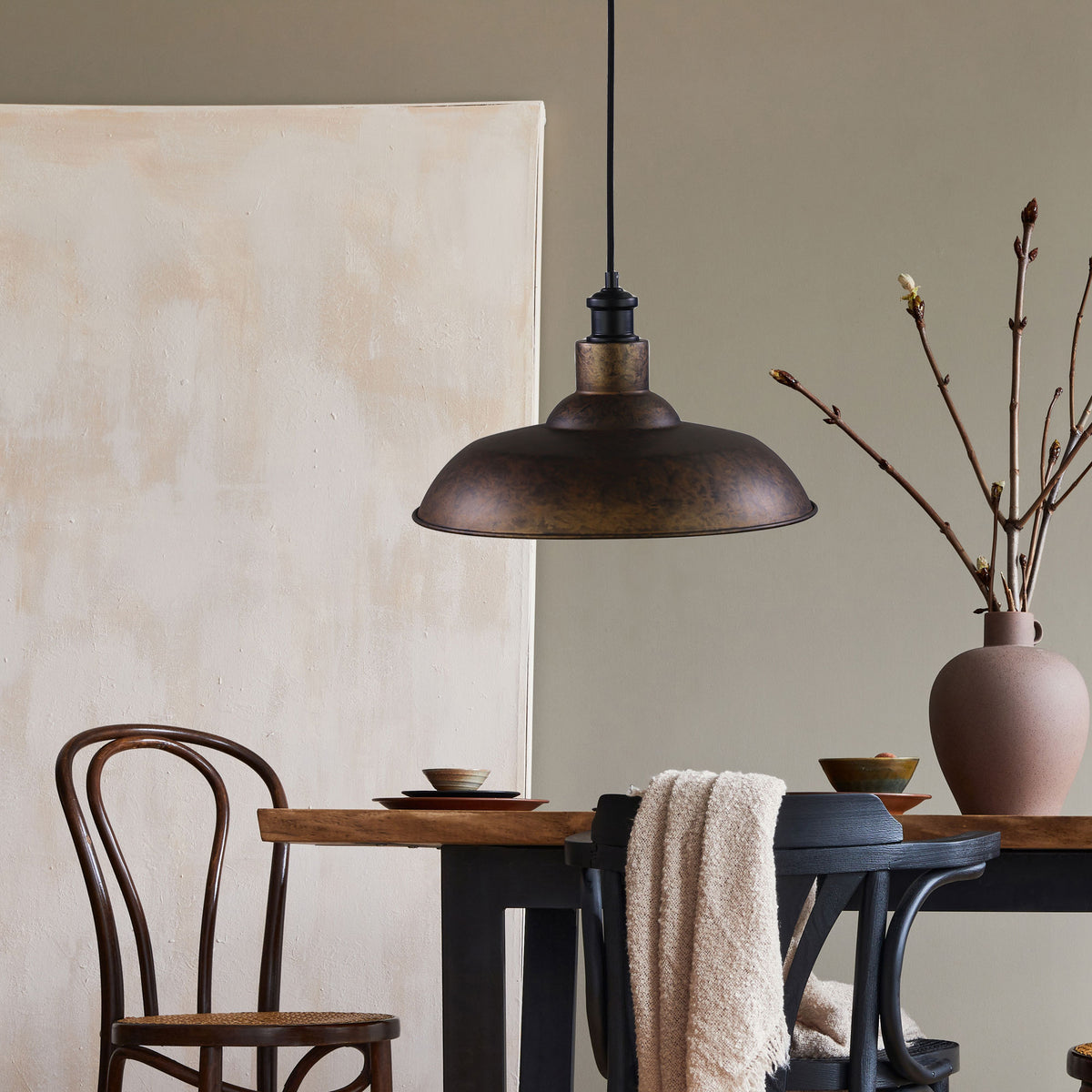 38cm Industrial Vintage Pendant Shade - Slater 38 Rust Finish