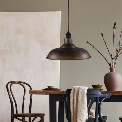 38cm Industrial Vintage Pendant Shade - Slater 38 Rust Finish