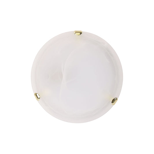 Alabaster Glass Oyster with Gold Clips E27 - Remo 30 Gold