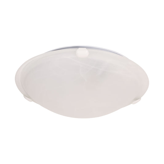 Alabaster Glass Oyster with White Clips E27 - Remo 30 White